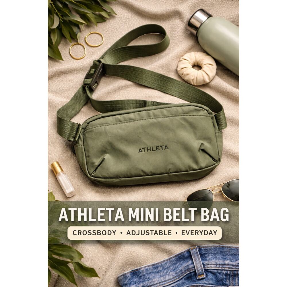 Athleta Green Nylon Crossbody Belt Bag Mini Sling Adjustable Strap